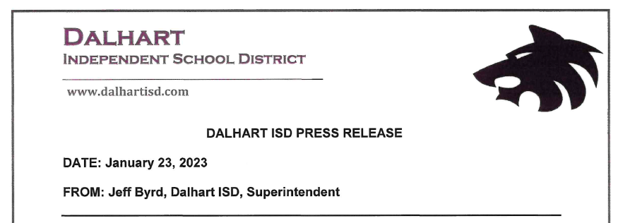 Dalhart ISD Press Release Image